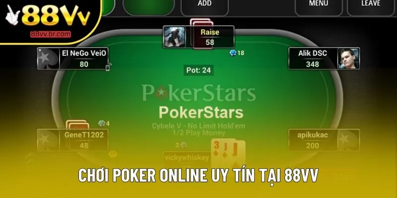 Chơi poker online uy tín tại 88VV